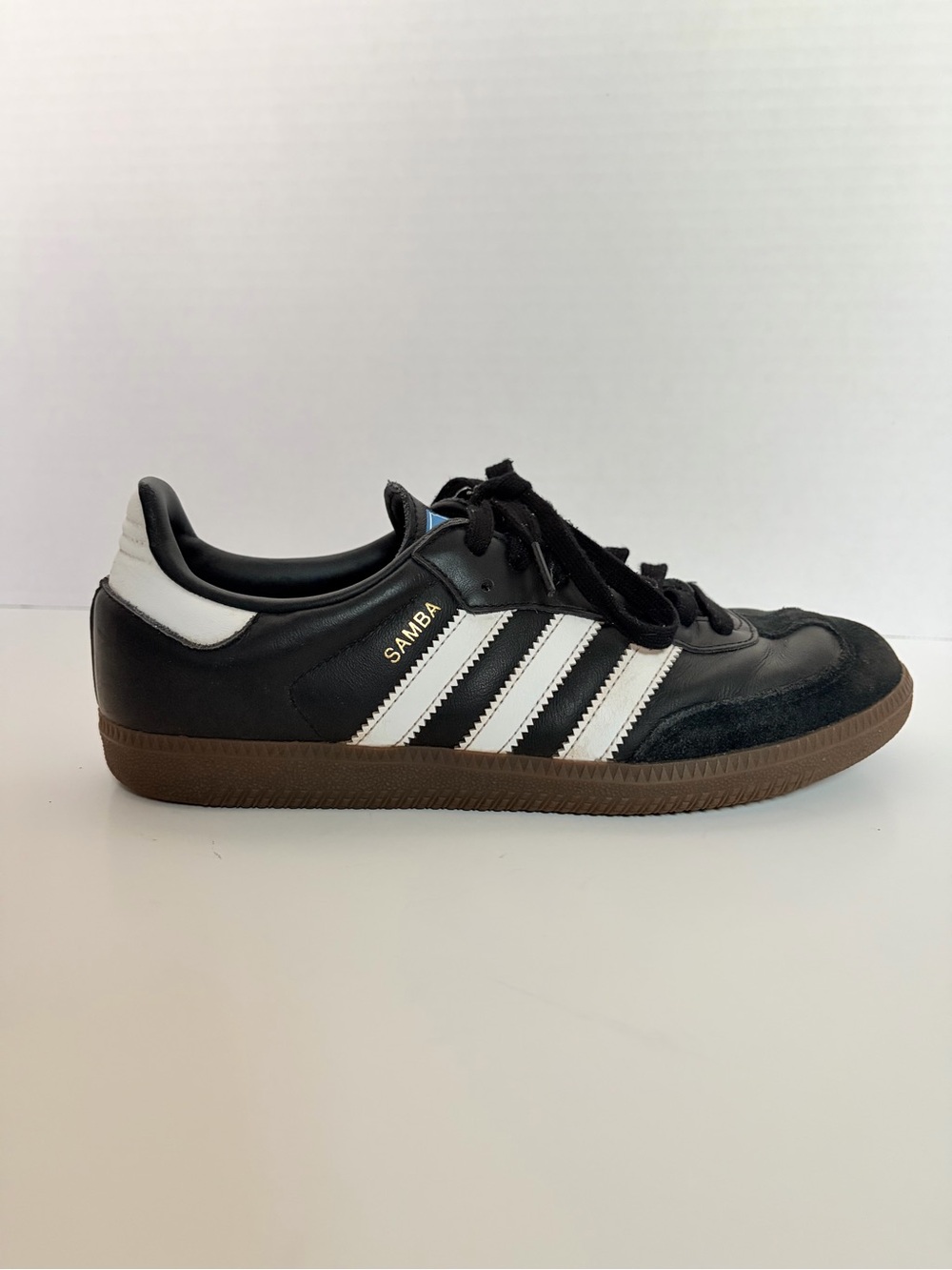 Adidas Samba Og Sneakers Low Top Shoes Gum Sole Leather Black White Size 8.5